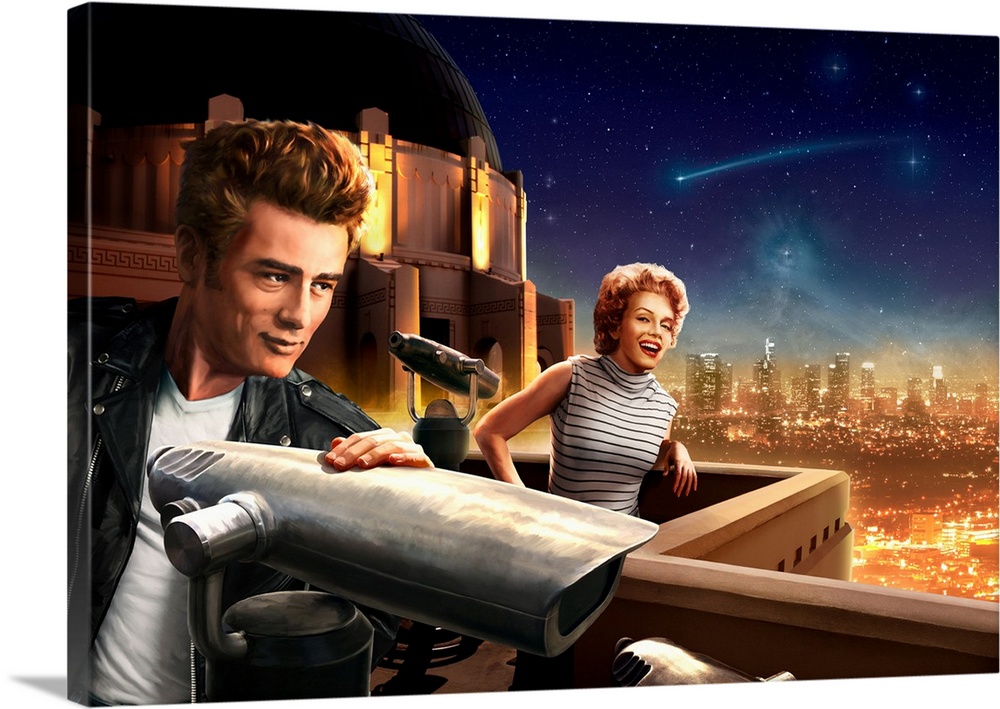 Digital art painting of Marilyn and James Dean on a starry night  by JJ Brando.