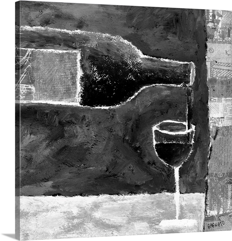 Contemporary painting of a glass of white wine being poured.