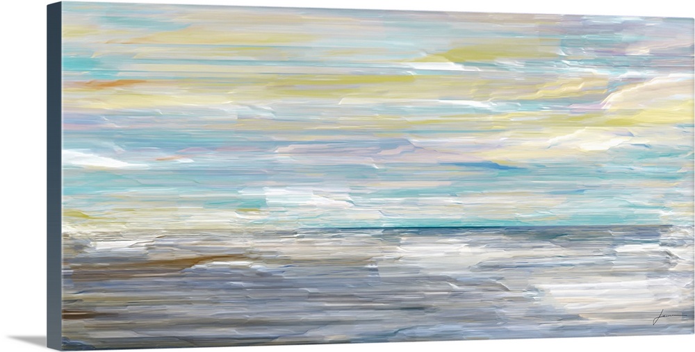 An abstract seascape horizon in soft colors.