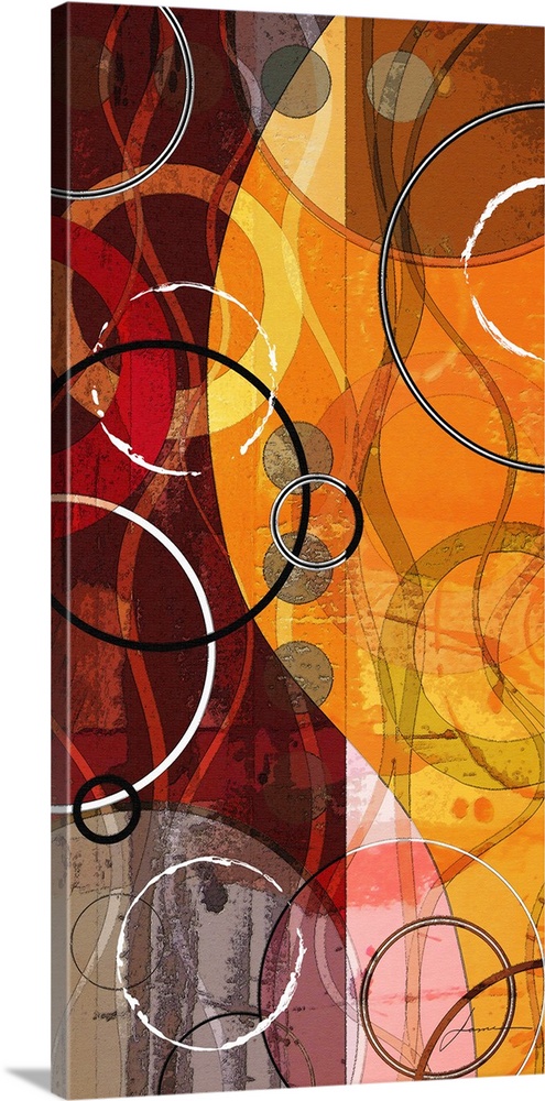 An abstract geometric panel in warm colors.