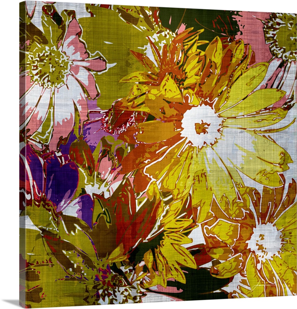 A tapestry of graphic flowers. Modern and colorful.
