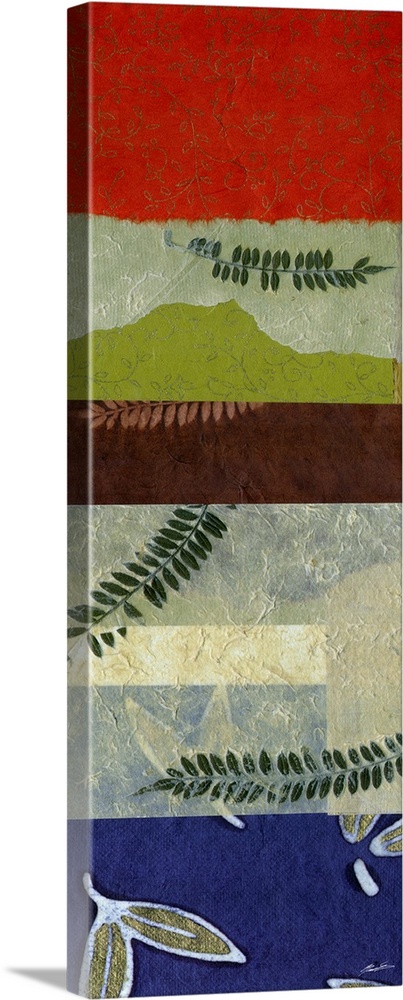 A collage of organic hand-made papers infused with natural elements.