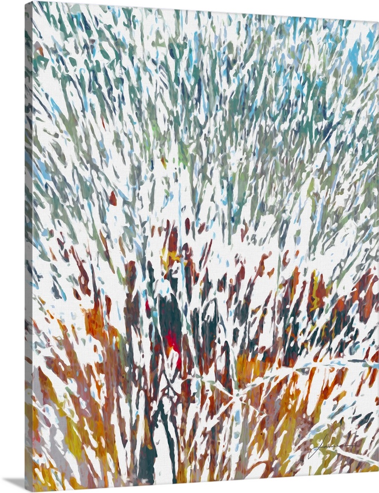 Abstract grasses with splashes of color stretch across the meadow.