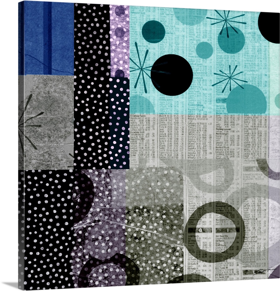 A collage of mid-century inspired patterns and shapes.