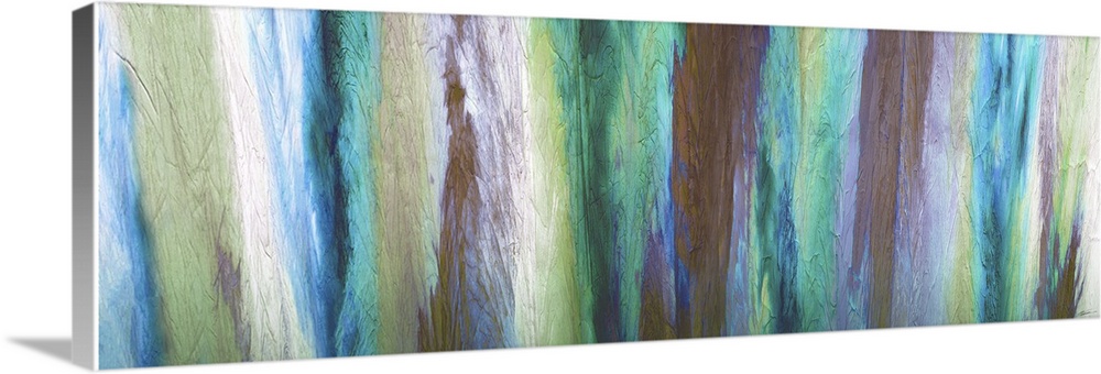 Bands of cool natural colors create a falling water scene.
