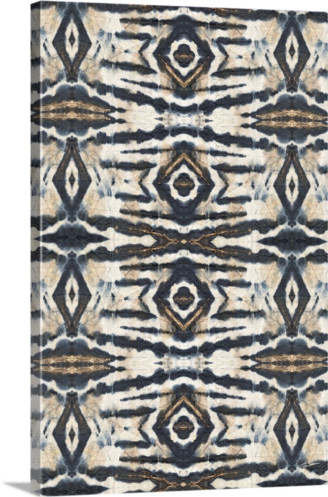 An abstract geometric shibori cloth panel.