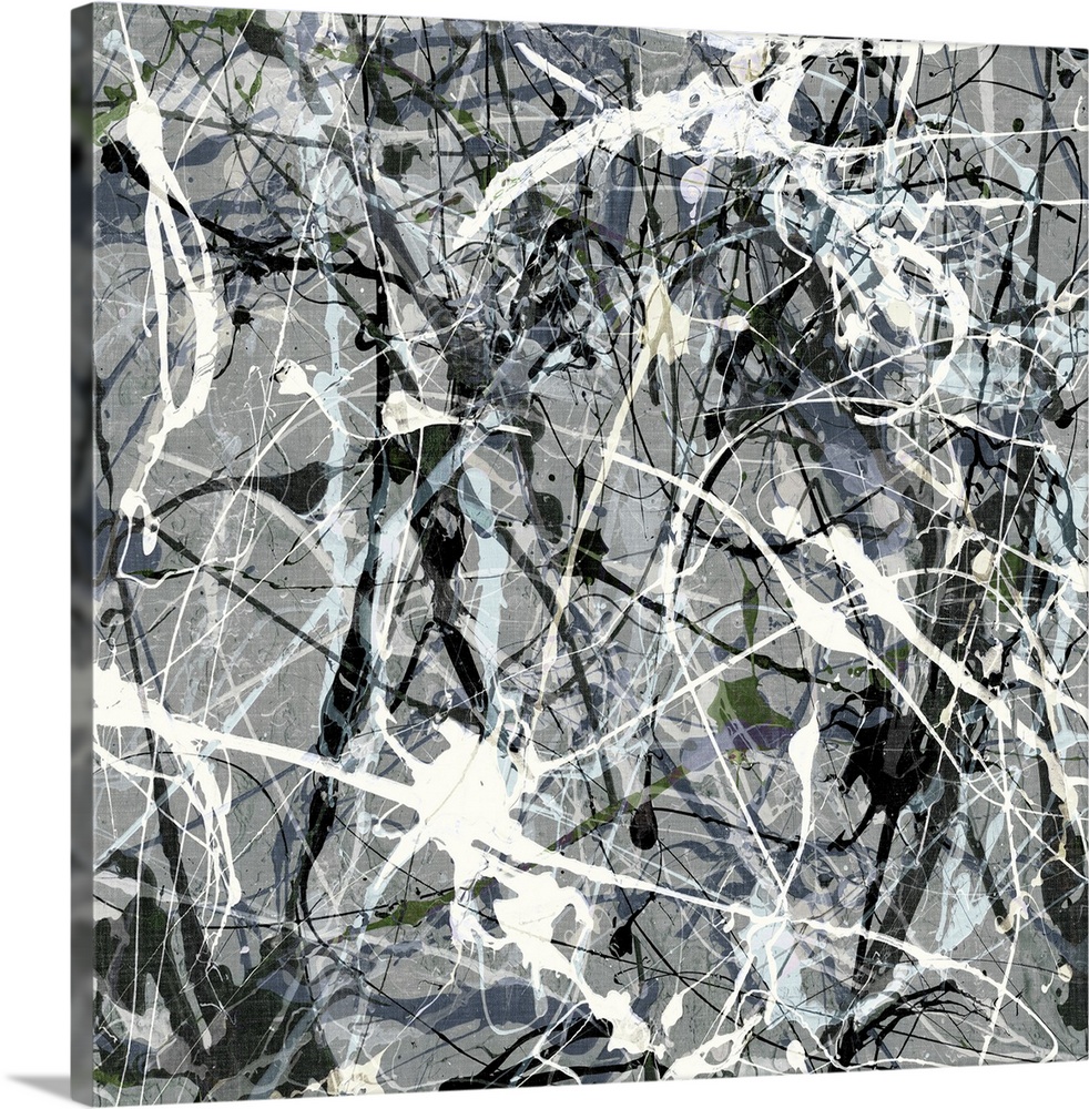 An homage to the style of Jackson Pollock in black and white.