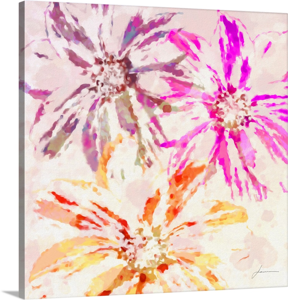 Abstract floral clusters in soft vibrant colors.