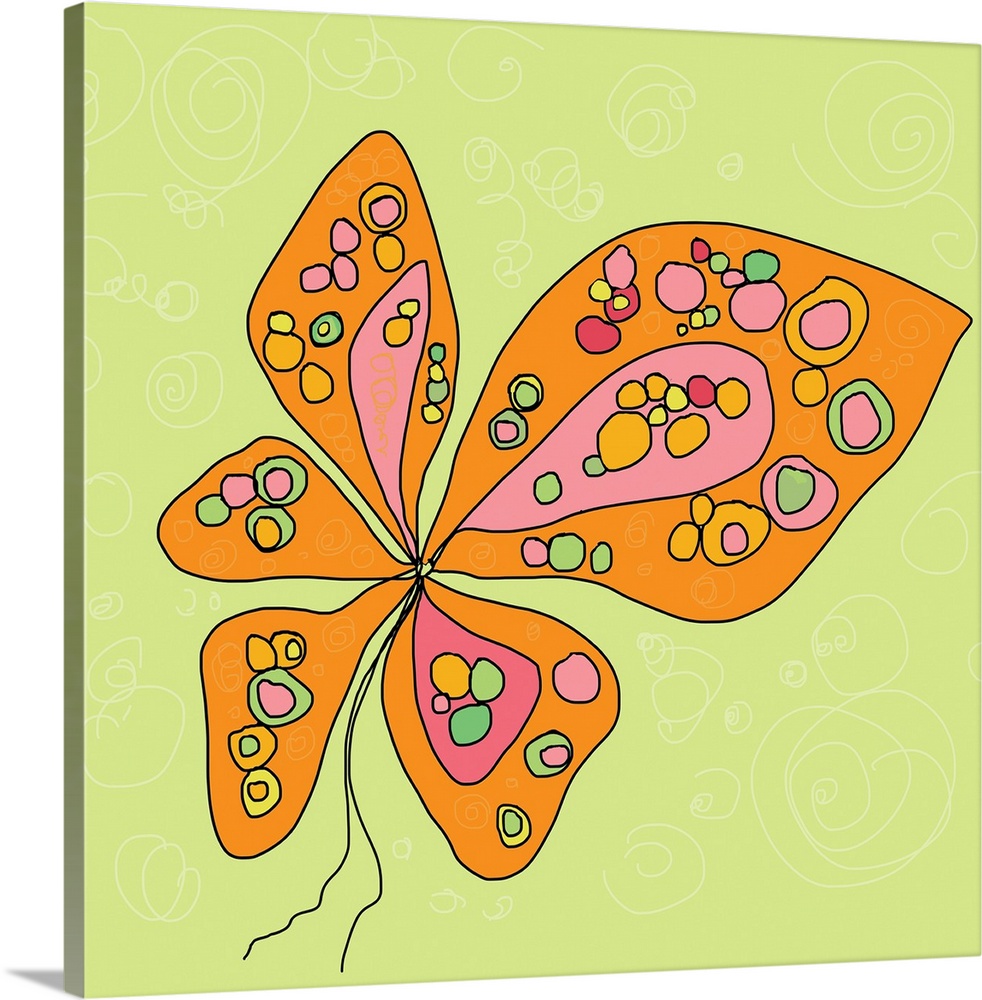 a retro groovy flower with bold orange, candy pink, citrus yellows and greens for a modern take on flowers