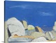 image thumbnail of A contemporary abstract landscape with large rounded boulders in neutral shades underneath a clear blue sky