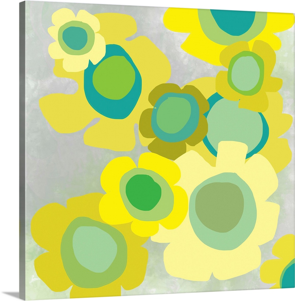 a Modern Pop botanical with bright yellow and citrus toned flowers. Perfect for both residential and hospitality spaces.