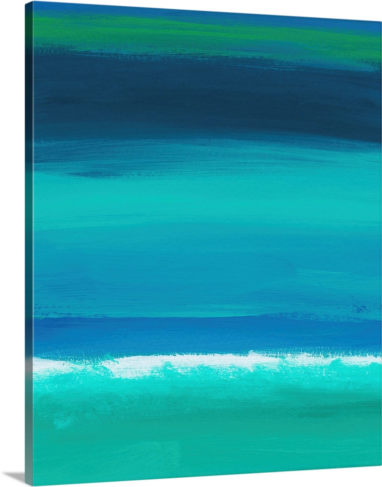 Contemporary abstract artwork resembling an ocean horizon at night, with bands of color.