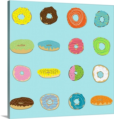 Sixteen Donuts On Aqua