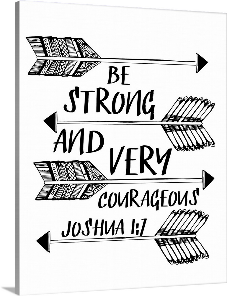 Bible passage that reads "Be strong and very courageous," Joshua 1:7.