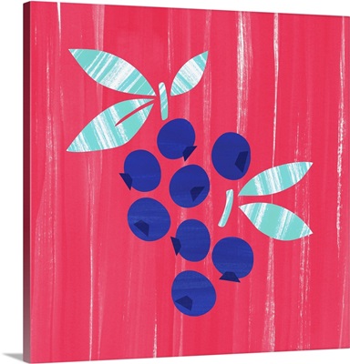 Bold Painted Collage Blueberries Pink
