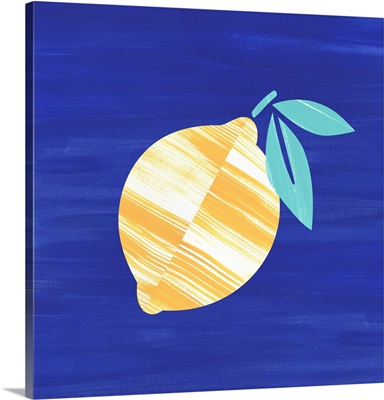 Bold Painted Collage Lemon Blue Checkerboard