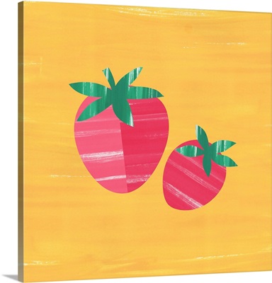 Bold Painted Collage Strawberry Mustard Yellow