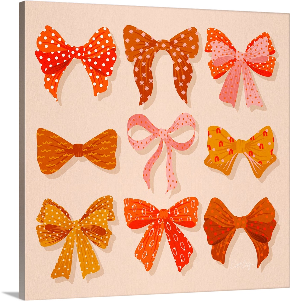 Bows And Ribbons - Retro Sunshine On Cream