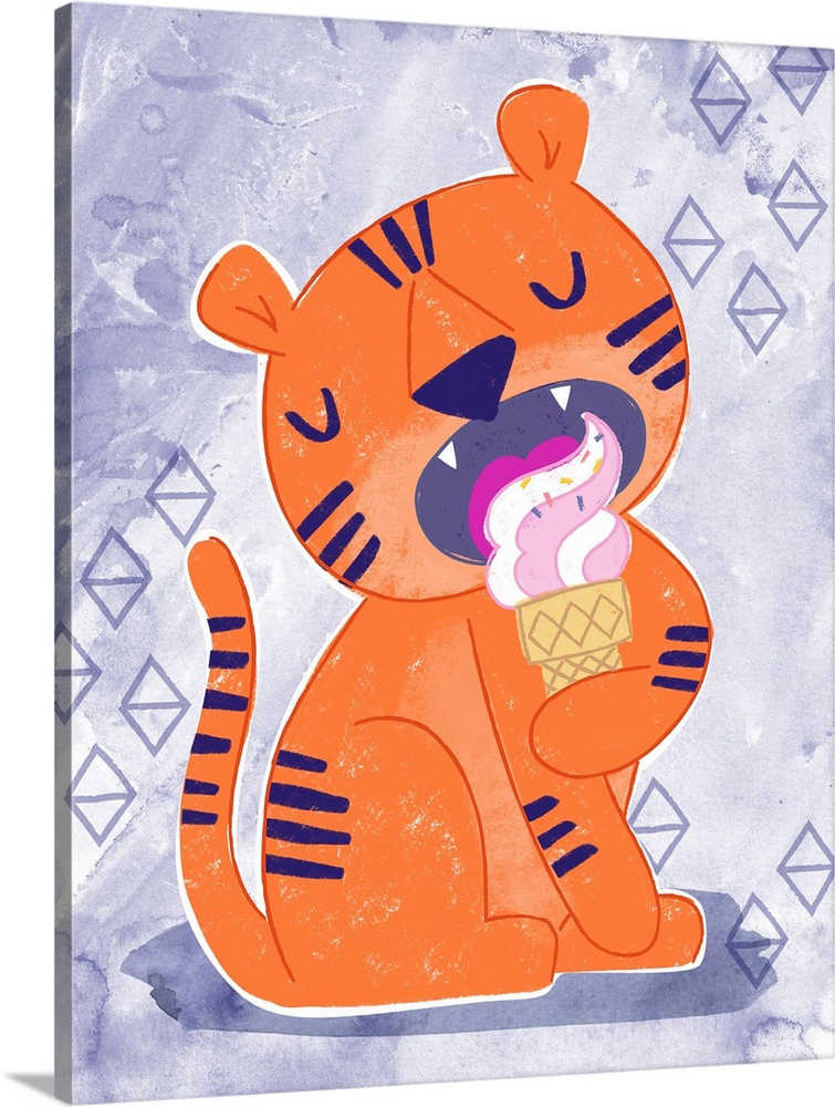 Cute Ice Cream Cone Tiger Periwinkle