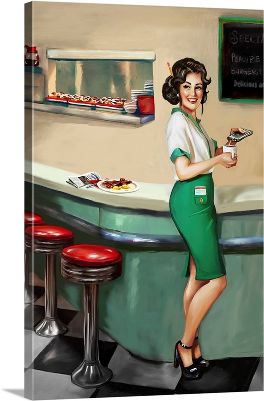 Diner Waitress Wall Art, Canvas Prints, Framed Prints, Wall Peels 