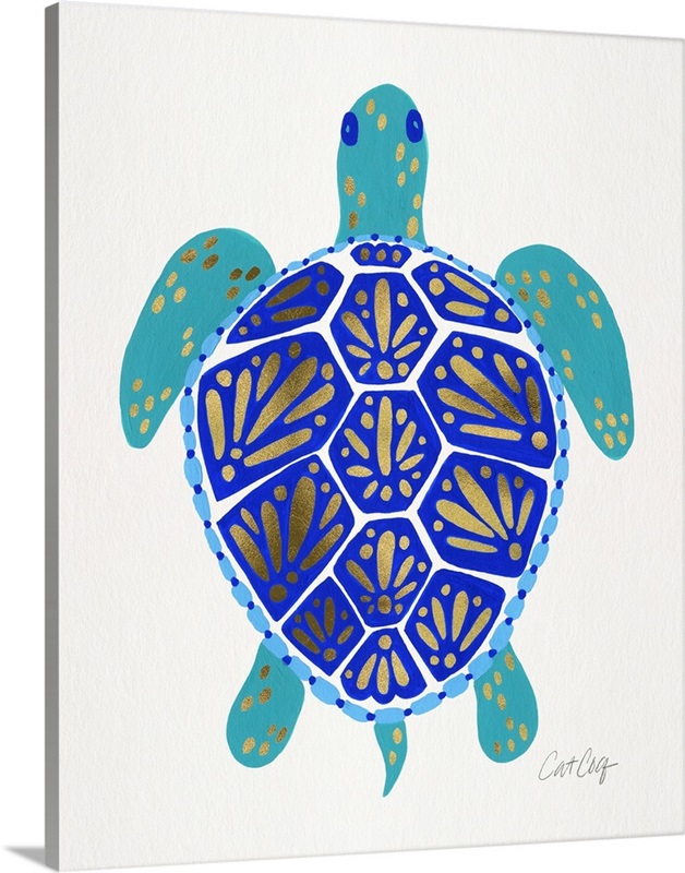 Gold Blue Sea Turtle | Great Big Canvas