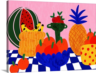 Mandarin Tablescape printed as a Stretched Canvas Print