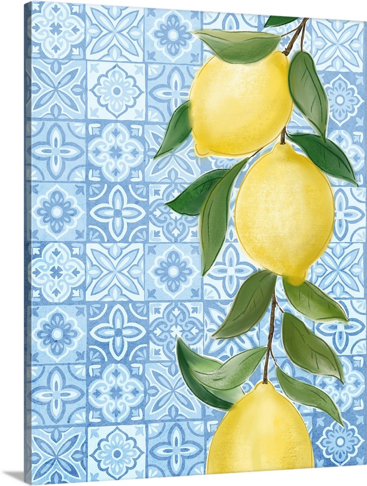 Mediterranean Tile Kitchen Blue Lemons