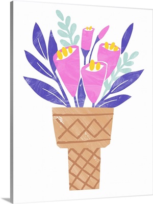 Modern Flower Bouquet in a Cone