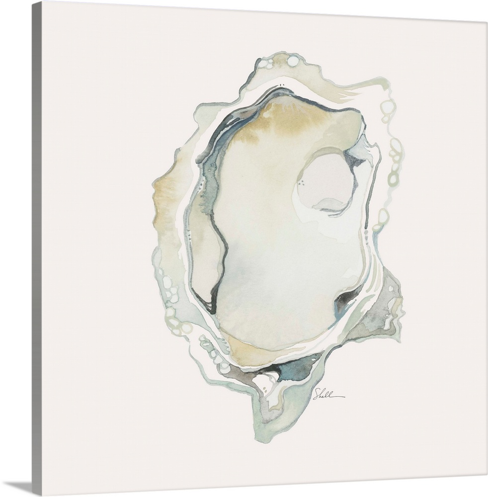 Handpainted Watercolor Oysters in a sophisticated palette