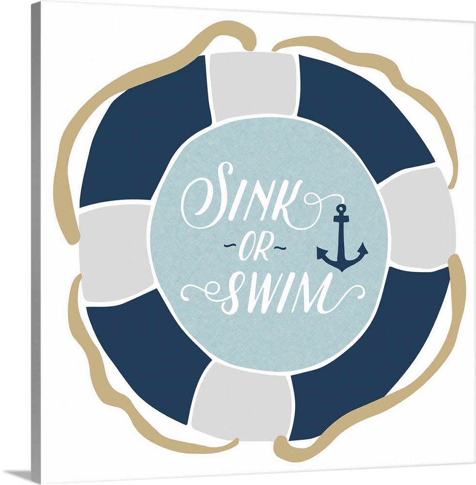 Illustration of an inner tube with "Sink or swim" and an anchor inside.