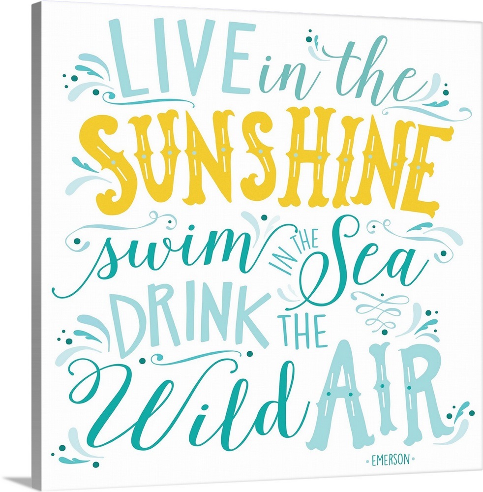 Swim In The Sea Handlettering Wall Art, Canvas Prints, Framed Prints ...