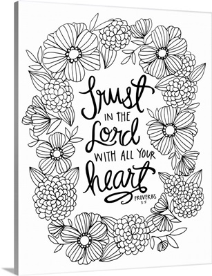 Trust In The Lord With All Your Heart Handlettered Coloring