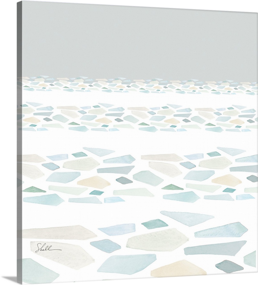 Abstract organic watercolor of the ocean and beachglass