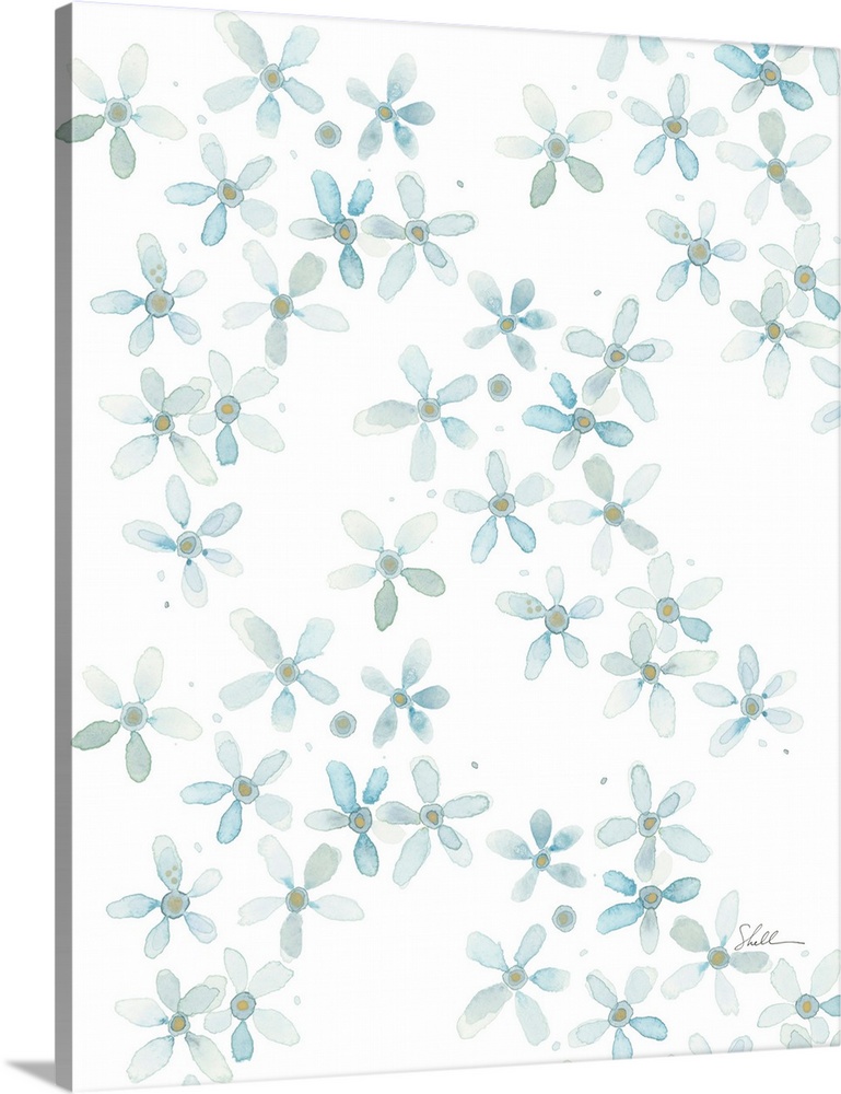 Hand Painted delicate watercolor of forget me not flowers