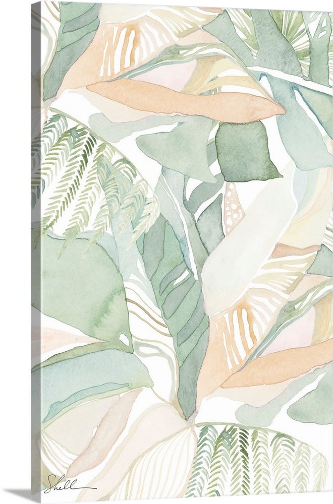 Modern Abstract Tropical Foliage hand painted in Watercolors