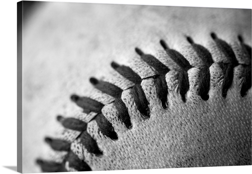 Detail shot of a baseball.