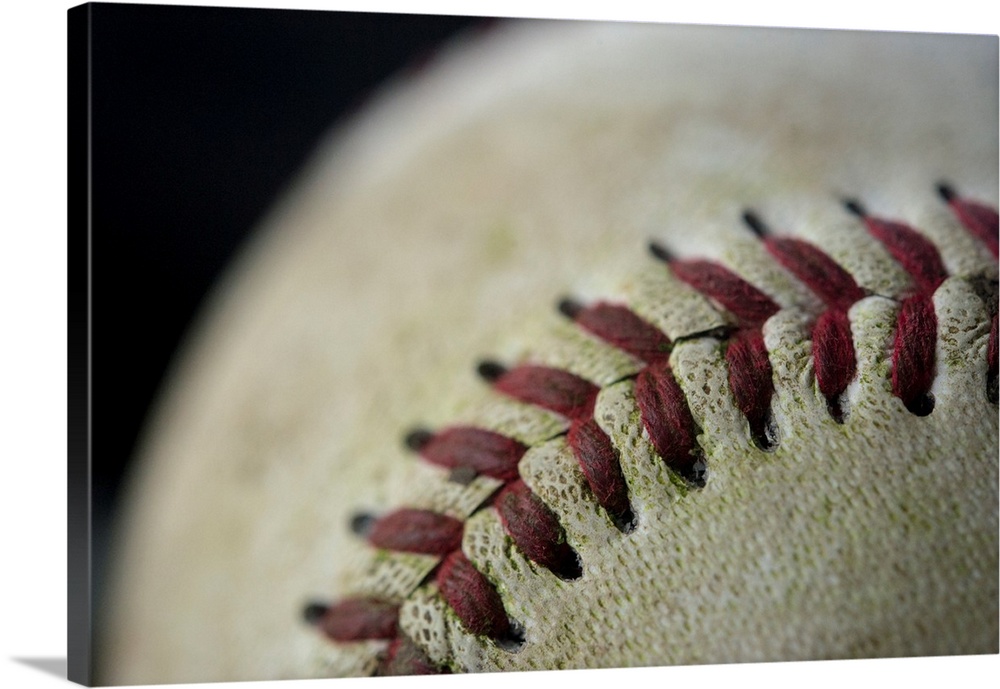 Detail shot of a baseball.