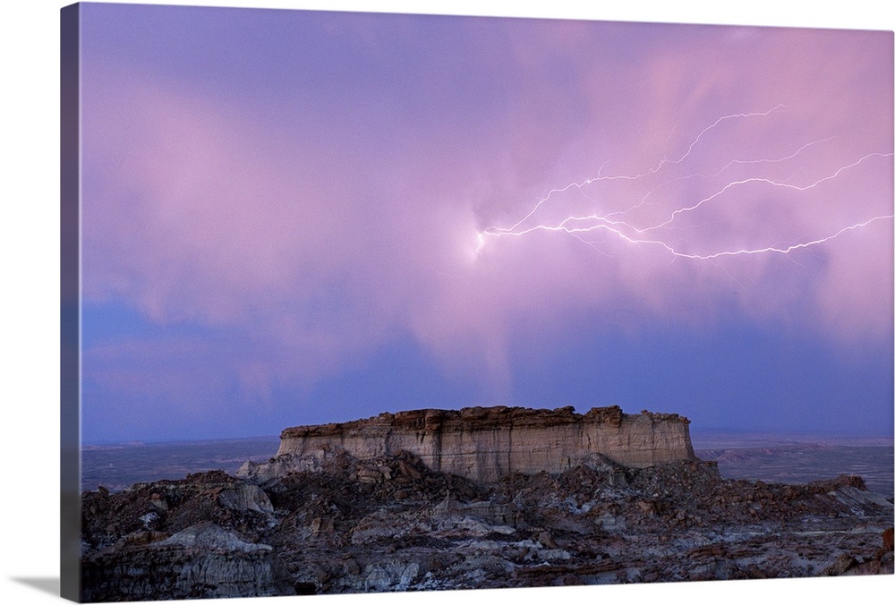 Lightning strikes in Wyoming's Red Desert, Adobe Town, Wyoming