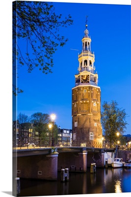 16th century Montelbaanstoren tower on Oudeschans canal, Amsterdam
