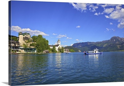 A Ferry Boat on Wolfgangsee Lake, St. Wolfgang, Austria,