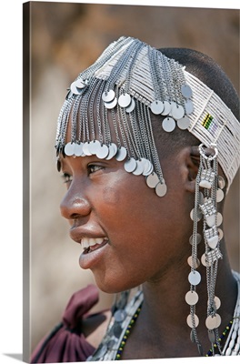 A Maasai girl from the Kisongo clan wearing an attractive beaded headband