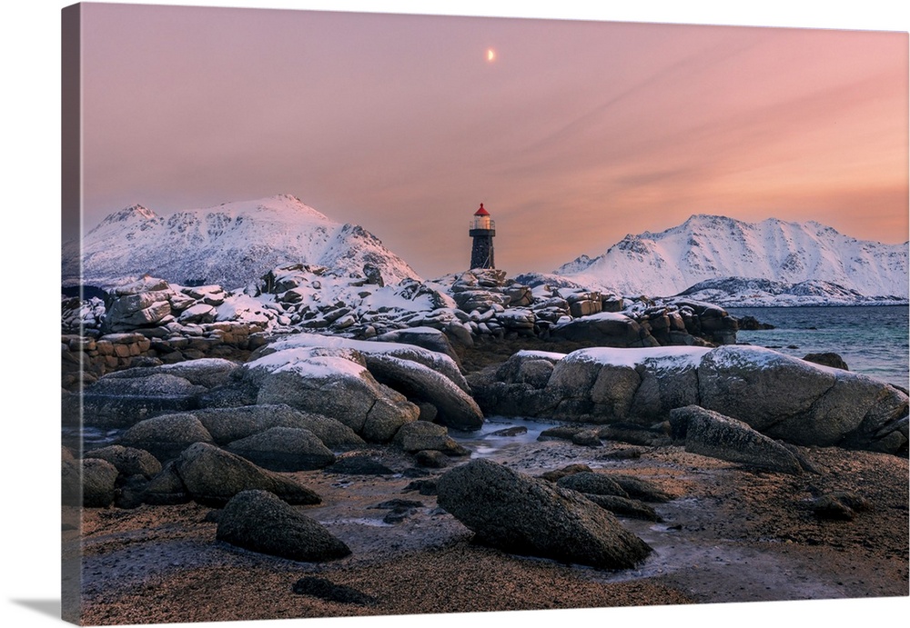 A Small Lighthouse Near Lekness In Lofoten Islands, Norway