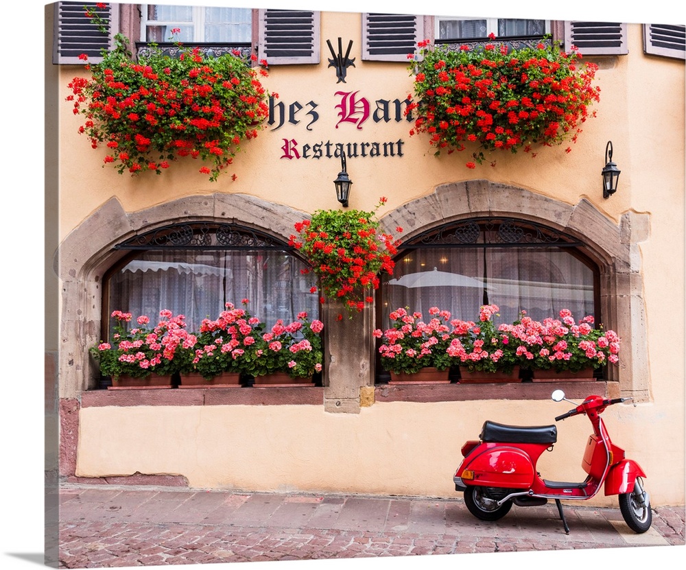 A Traditional Restaurant In The Old Town Of Colmar, Alsatian Wine Route, France