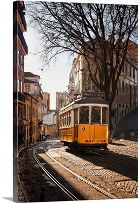 A tramway in Alfama district, Lisbon