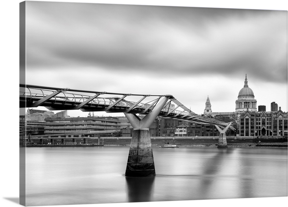 A View Towards The Millennium Bridge And St Paul's Cathedral, London, England