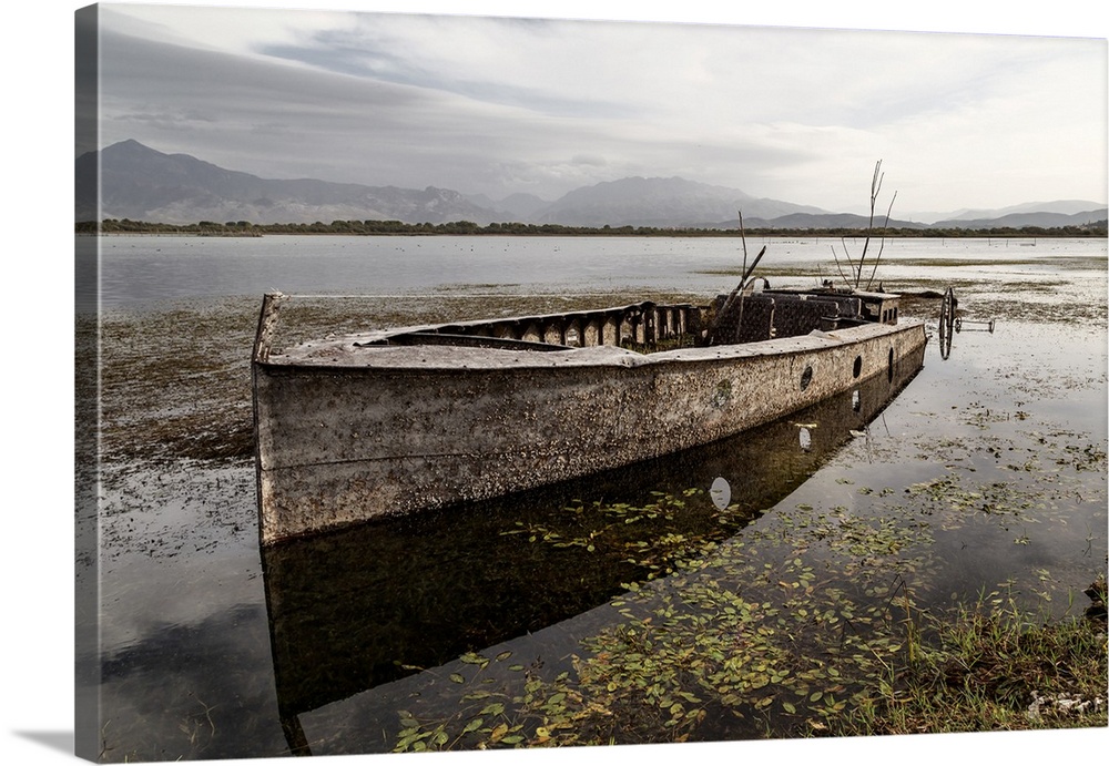 Abandoned boat in shkodra, northern Albany, albany, Eastern Europe, Europe.