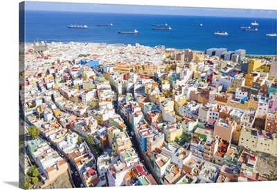 Aerial View Of Colorful Buildings At Las Palmas, Gran Canaria, Canary Islands, Spain