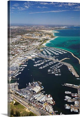 Aerial view of Fremantle harbour, Perth, Western Australia, Australia