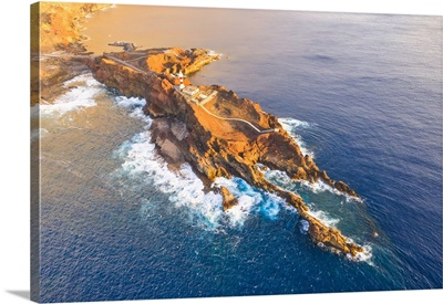 Aerial View Of Punta De Teno Lighthouse At Sunset, Gran Canaria, Canary Islands, Spain