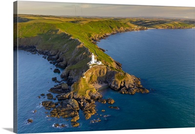 Aerial View Of Start Point Lighthouse And Headland, South Hams, Devon, England